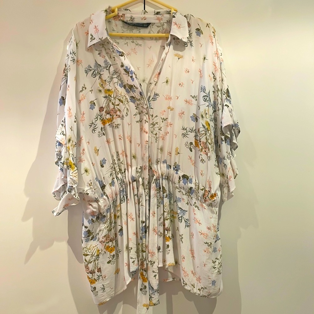 Zara white flower blouse